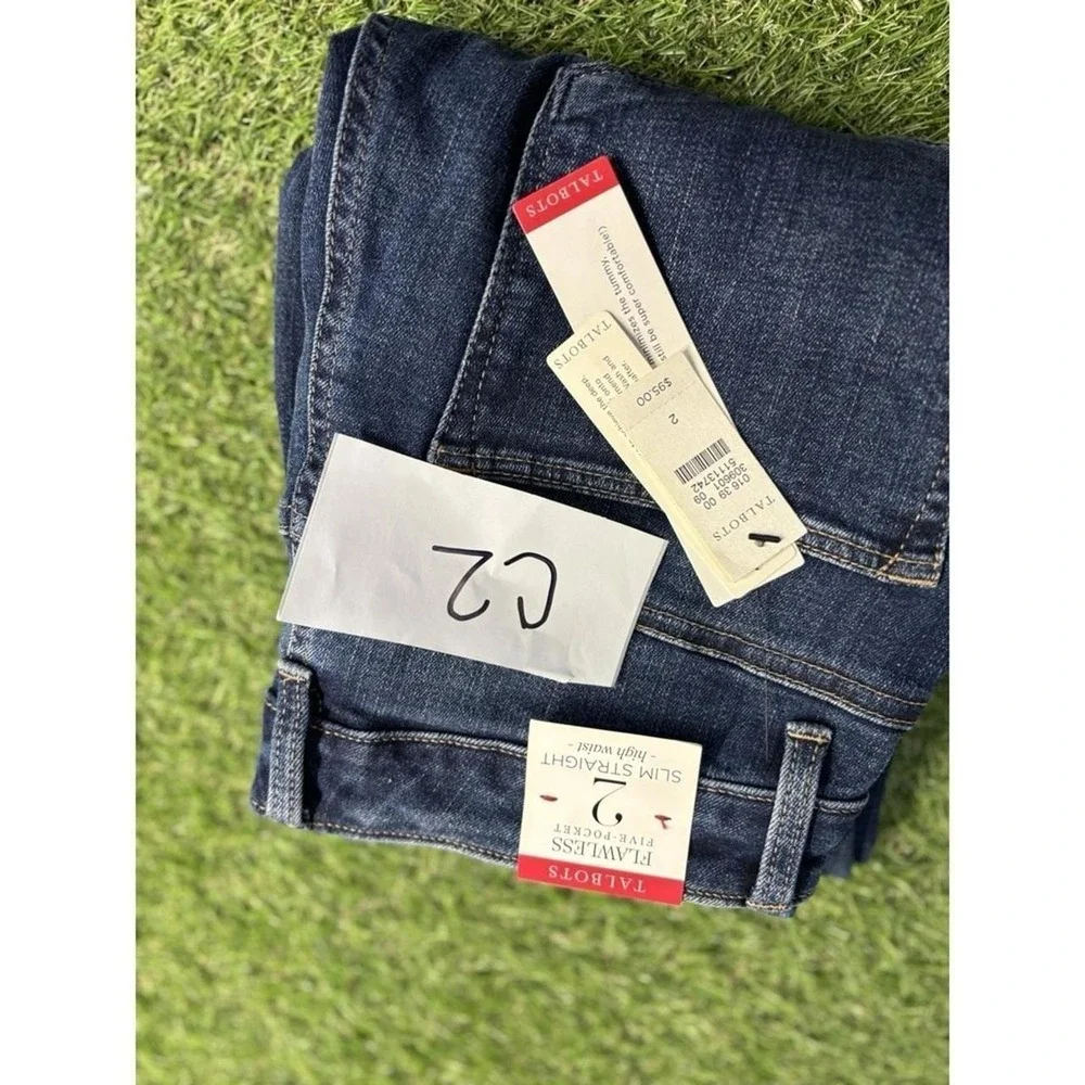 Talbots jeans womens size 2 high waist straight leg blue denim